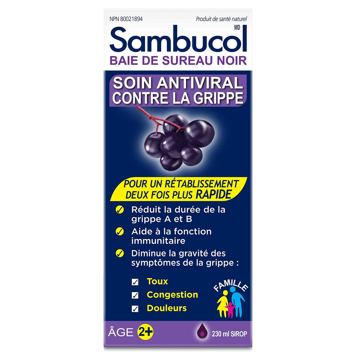 Sambucol Black Elderberry Anti-Viral Flu Care | Quickly Relieves Cold & Flu Symptoms | Immune Support & Antioxidant | Ideal for Families | Syrup, 230 mL, blue 🍁 All In One Marketplace Canada