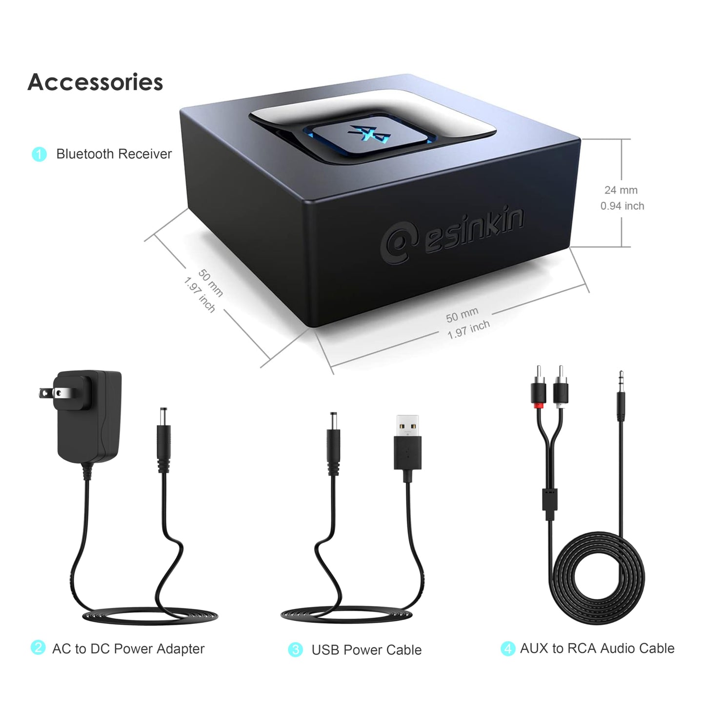 Bluetooth Audio Adapter for Music Streaming Sound System, Esinkin Wireless Audio Adapter Works with Smart Phones and Tablets, Bluetooth Receiver for Speakers 🍁 All In One Marketplace Canada
