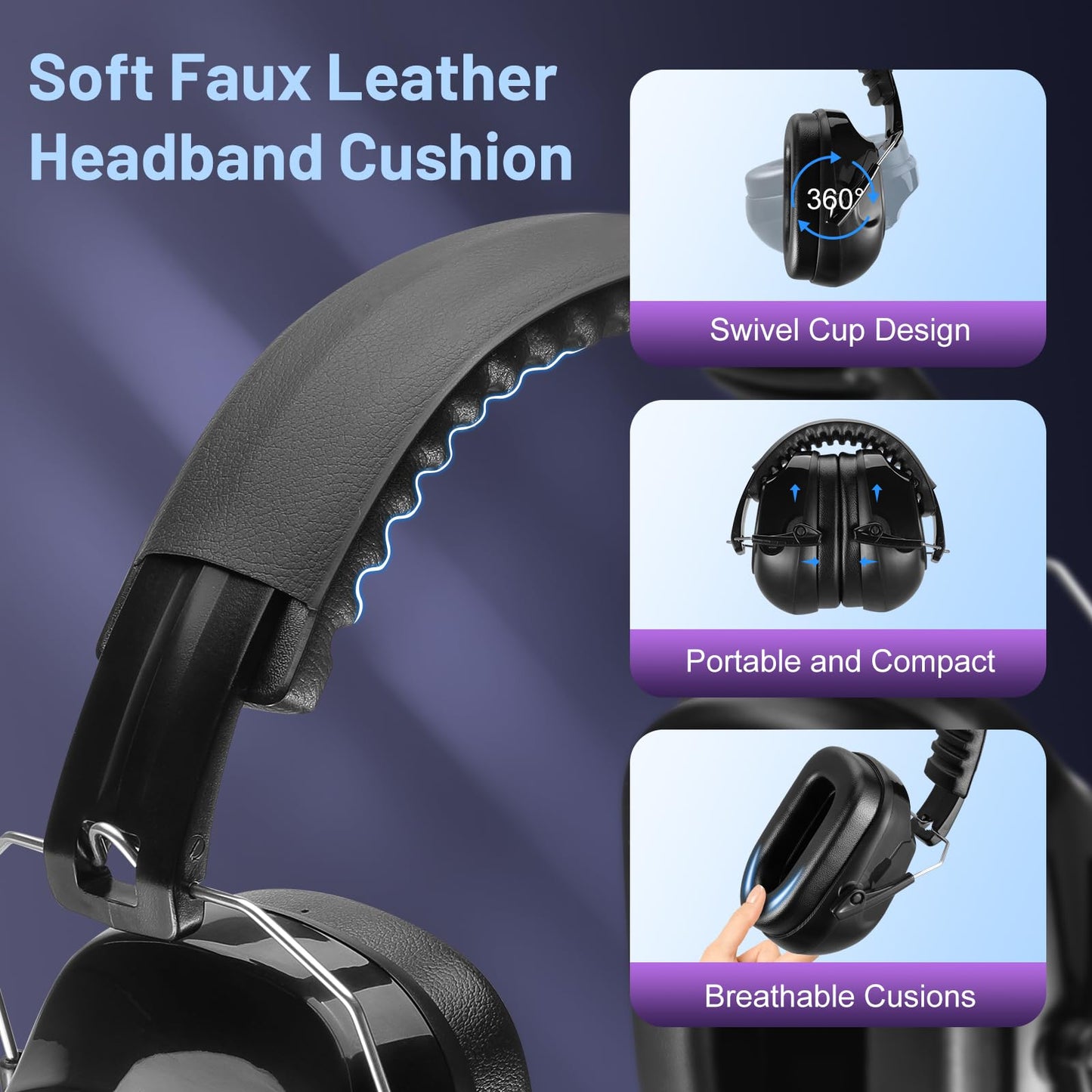 Floriogra 2 Pack Ear Protection Ear Muffs Noise Reduction, SNR 35dB Hearing Protection Earmuffs, Noise Cancelling Ear Muffs, Noise Cancelling Headphones for Autism,for Shooting, Mowing, Hunting 🍁 All In One Marketplace Canada