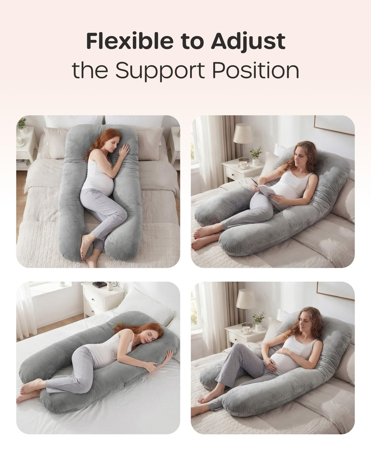 Nuliie Pregnancy Pillow for Sleeping, U Shaped Full Body Pillow Pregnancy Pillows, Maternity Pillow Support for Back, HIPS, Legs for Pregnant Women, with Washable Velvet Cover (Grey) 🍁 All In One Marketplace Canada