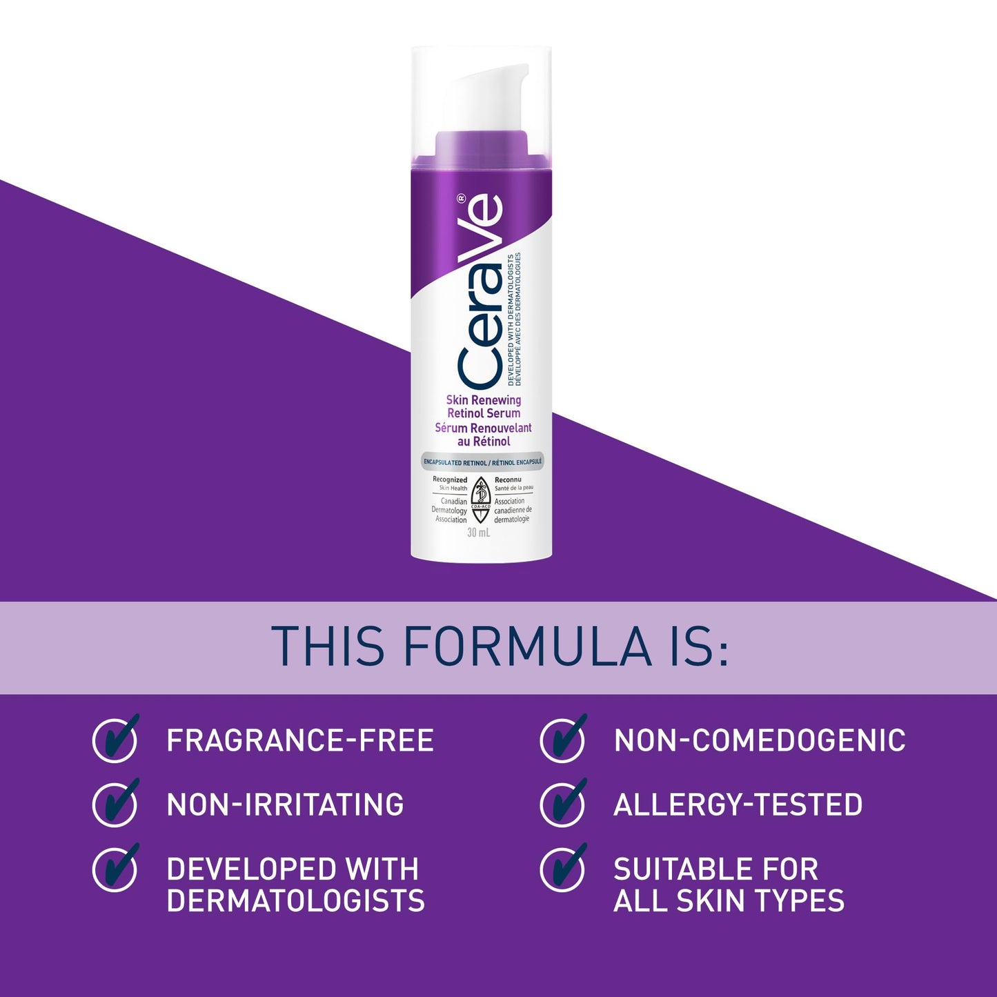 CeraVe Retinol Serum for Face, Skin Renewing Retinol & Hyaluronic Acid Serum for Men & Women. Anti Aging to Improve Appearance of Fine Lines & Wrinkles. Fragrance-Free & Non-Comedogenic. 30mL 🍁 All In One Marketplace Canada