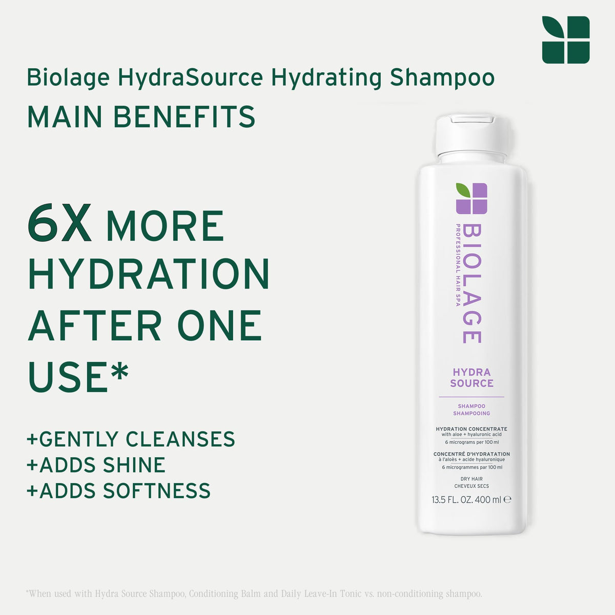 Biolage Shampoo, HydraSource Hydrating Shampoo for Dry Hair, With Aloe, Nourishing and Moisturizing, Weightless Shampoo, Silicone Free, Paraben Free, Vegan 🍁 All In One Marketplace Canada
