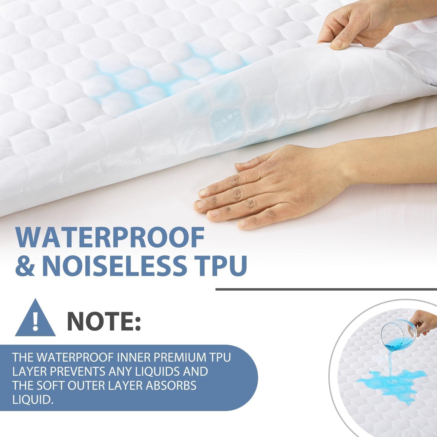 HYMOKEGE Quilted Mattress Protector Queen Size, 100% Waterproof Mattress Cover for Queen Size Bed, Breathable & Noiseless Bed Pad Cover with 5"-21" Deep Pocket 🍁 All In One Marketplace Canada