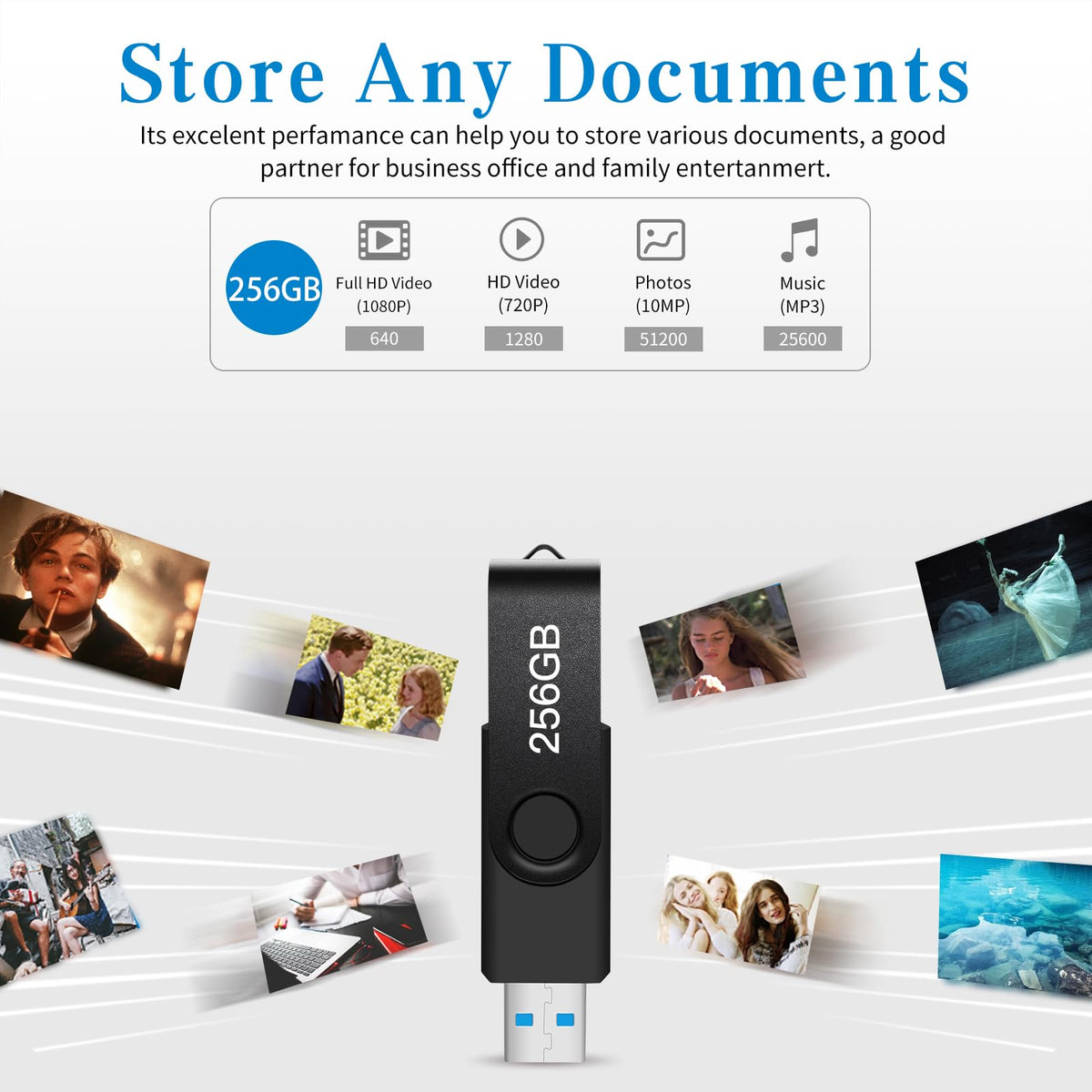 USB Flash Drive 256GB, Portable Thumb Drive: Memory Stick, Large Capacity USB Drive with Keychain, High-Speed USB 2.0 Data Storage Flash Drive for PC/Laptop 🍁 All In One Marketplace Canada