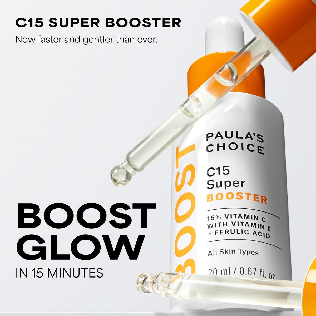 Paula's Choice C15 Super Booster, 15% Vitamin C with Vitamin E & Ferulic Acid, Brightening Serum for Discolouration, Dark Spots & Wrinkles, Fragrance-Free, 20 mL 🍁 All In One Marketplace Canada