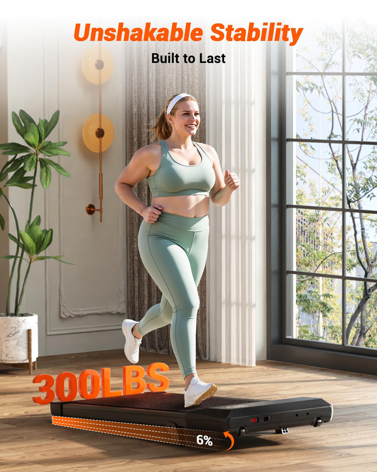 MJWW Walking Pad with 6% Incline, No-Assembly Under Desk Treadmill, 2.5 HP Quiet Motor, APP & Remote Control, LED Display, 300 lbs Capacity for Home/Office 🍁 All In One Marketplace Canada