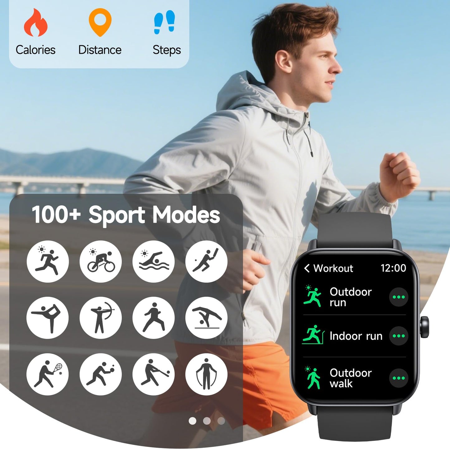 Smart Watch for Men Women (Answer/Make Call), Alexa Smartwatch Compatible with Android iOS, Fitness Tracker with Heart Rate SpO2 Sleep Monitor, 1.8'' HD DIY Dial Waterproof Watch with Bluetooth Call 🍁 All In One Marketplace Canada