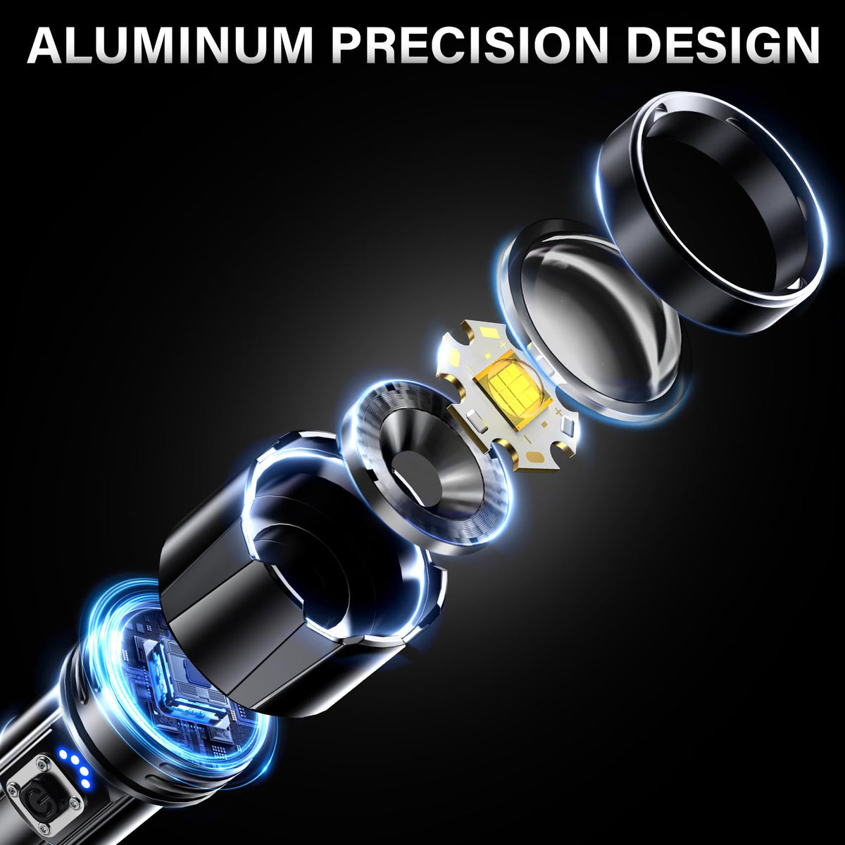 AKNEAR Rechargeable LED Flashlight High Lumens, Super Bright Flashlights with Zoomable & USB C Rechargeable & 5 Light Mode & IPX-7 Waterproof, Powerful Flash Light (2, Standard Display) 🍁 All In One Marketplace Canada