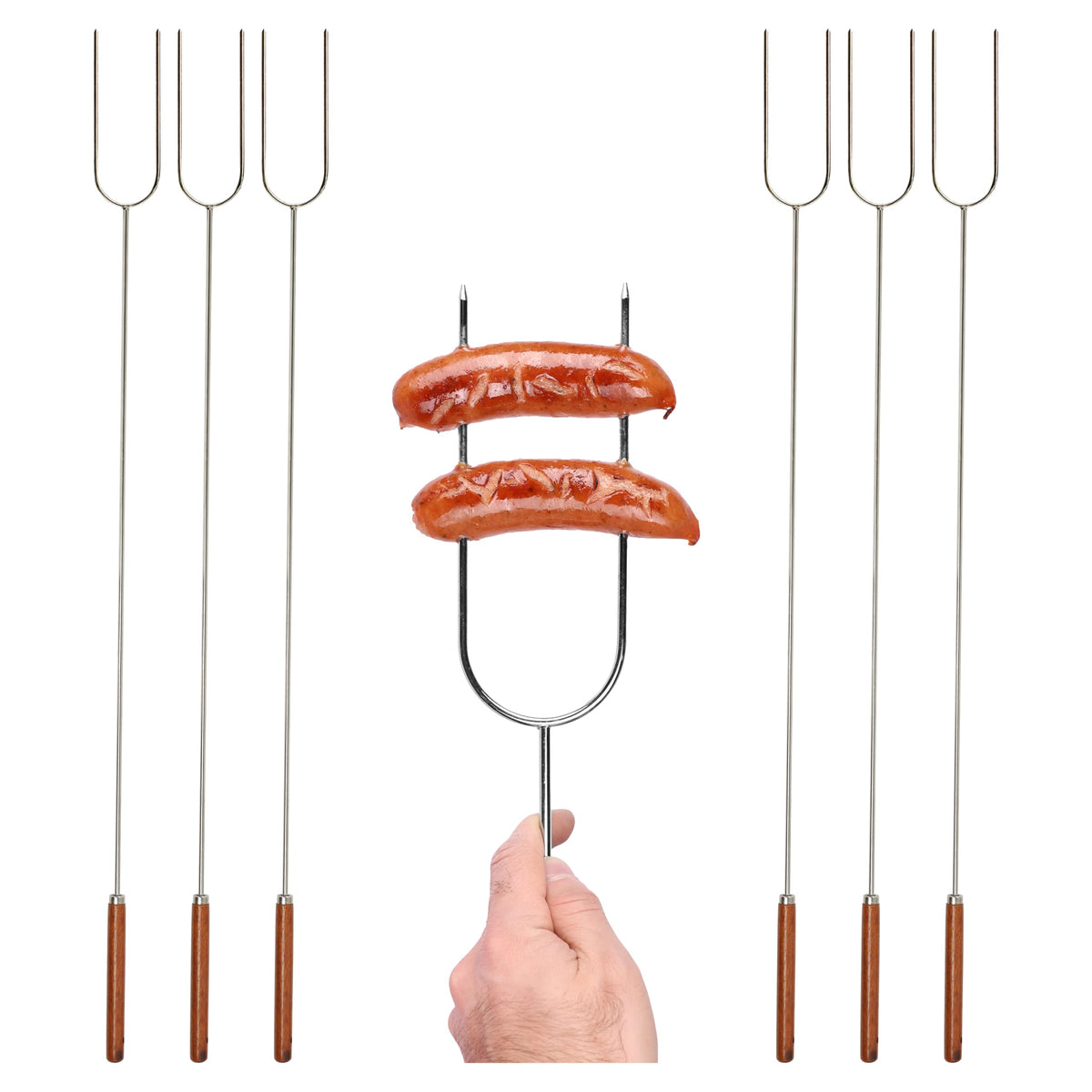 Coghlan's Camp Forks 6-Pack – 40" Solid Steel, Marshmallow Sticks with Wooden Handles | Heavy-Duty Camping Essentials for Fire Pit Roasting, BBQ Grilling & Outdoor Cooking 🍁 All In One Marketplace Canada