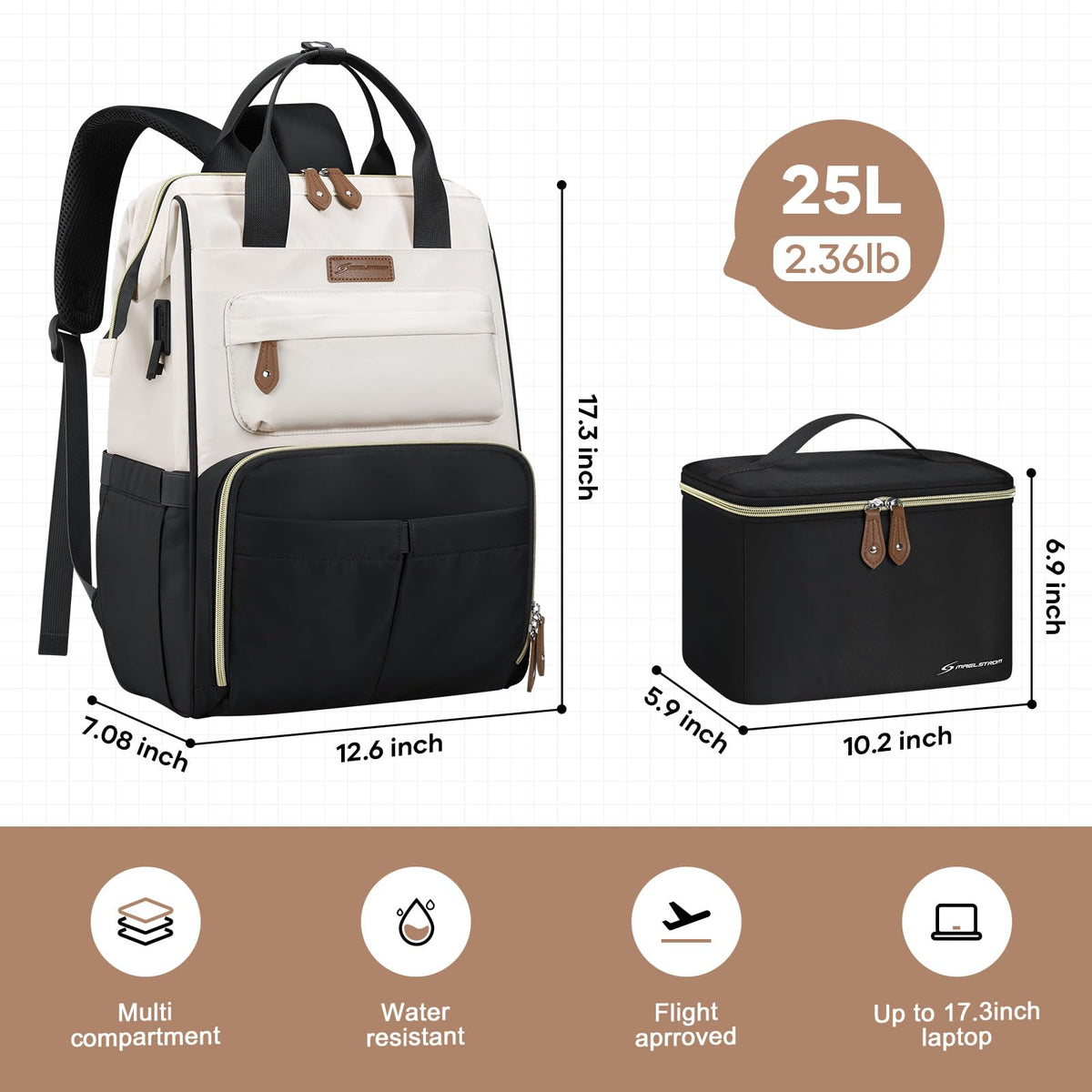 Maelstrom 15.6-17.3" Laptop Backpack with Lunch Box, Work Bag for Women Men 🍁 All In One Marketplace Canada