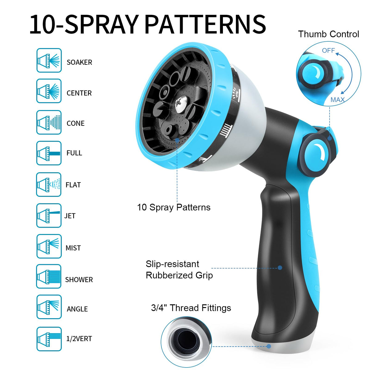 Expandable Garden Hose, Water Hose 100ft with 10 Function Nozzle, Flexible Hose with 3/4" Solid Brass Fittings, Extra Strength Fabric, Easy Storage Kink Free, Black & Blue 🍁 All In One Marketplace Canada