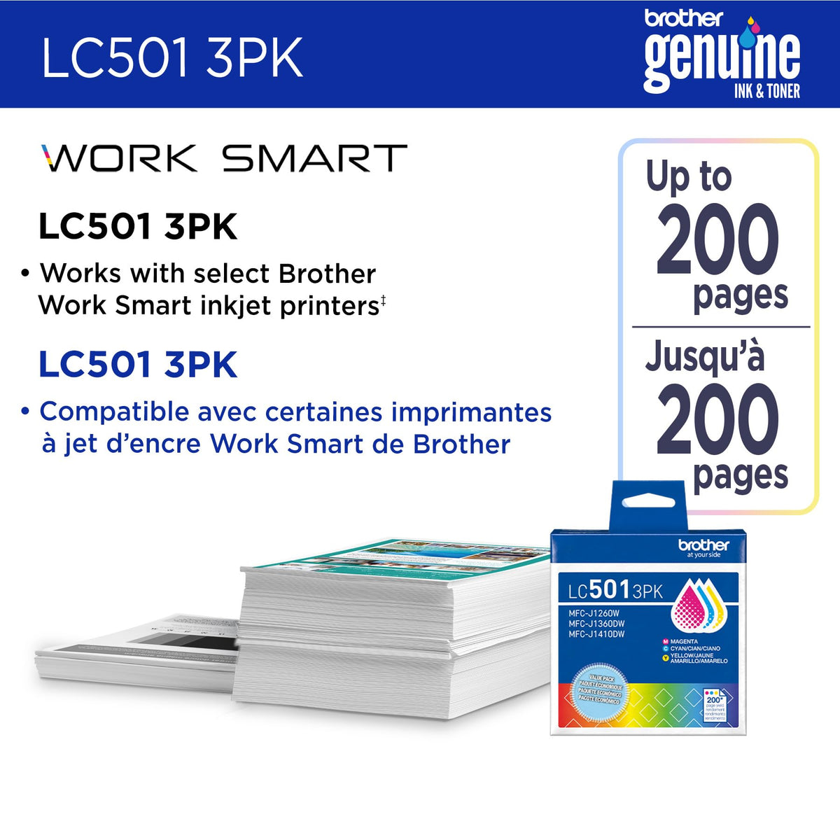 Brother Genuine LC5013PKS Standard Yield Cyan, Magenta, Yellow Ink Cartridges for Brother Printer MFC-J1260DW, MFC-J1360DW, MFC-J1410DW 🍁 All In One Marketplace Canada