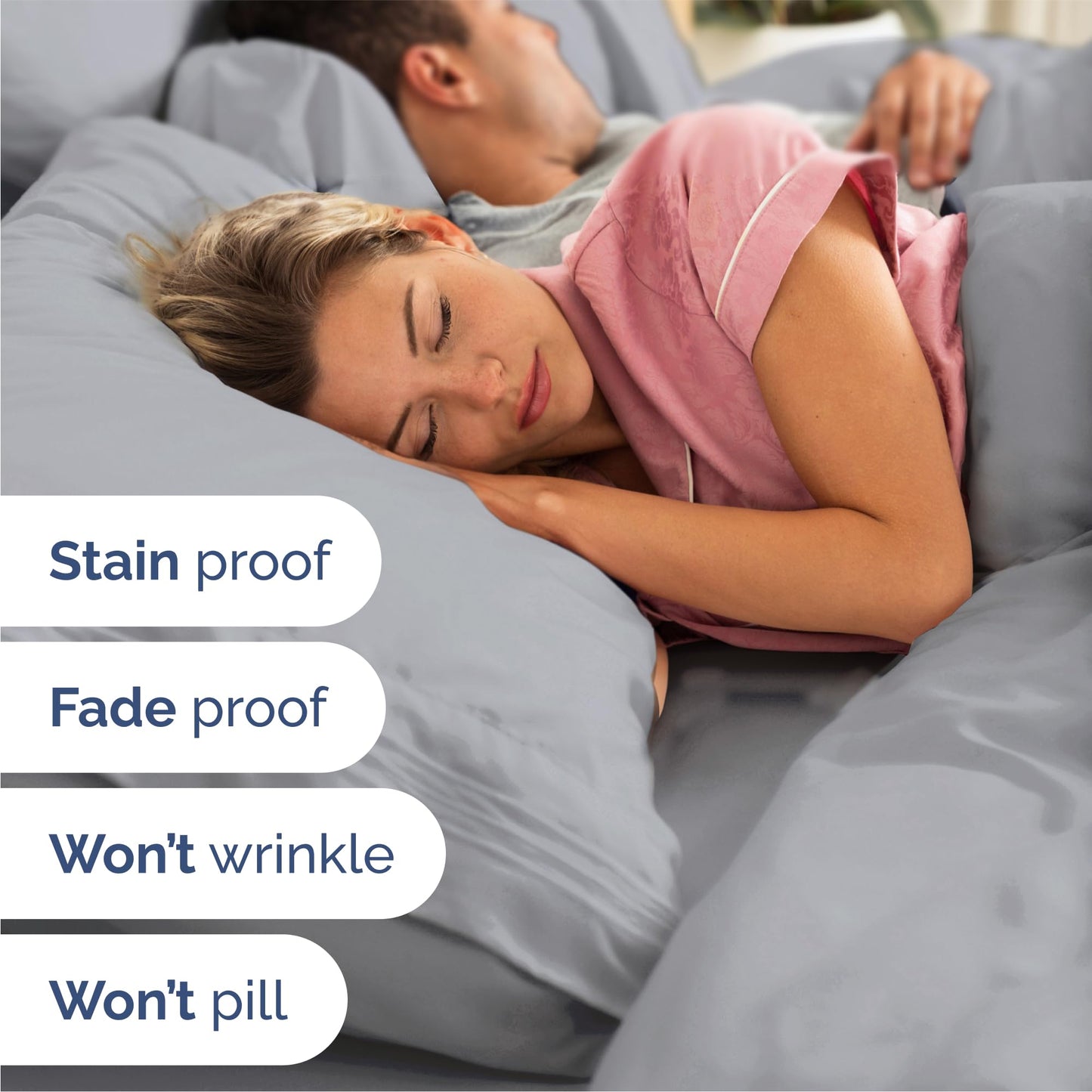 Queen Size 4 Piece Sheet Set - Comfy Breathable & Cooling Sheets - Hotel Luxury Bed Sheets for Women & Men - Deep Pockets, Easy-Fit, Soft & Wrinkle Free Sheets - Steel Blue Oeko-Tex Bed Sheet Set 🍁 All In One Marketplace Canada