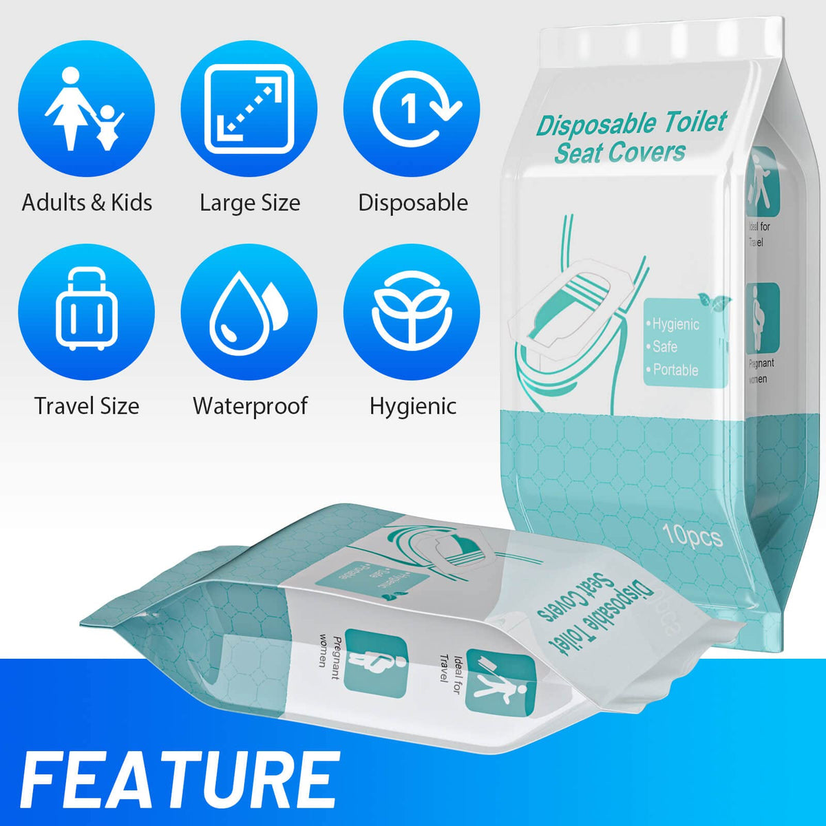 50 Pack Toilet Seat Covers Disposable - Waterproof 16x24 Inch Extra Large Individually Wrapped Toilet Seat Shields Travel Accessories for Adults Kids 🍁 All In One Marketplace Canada