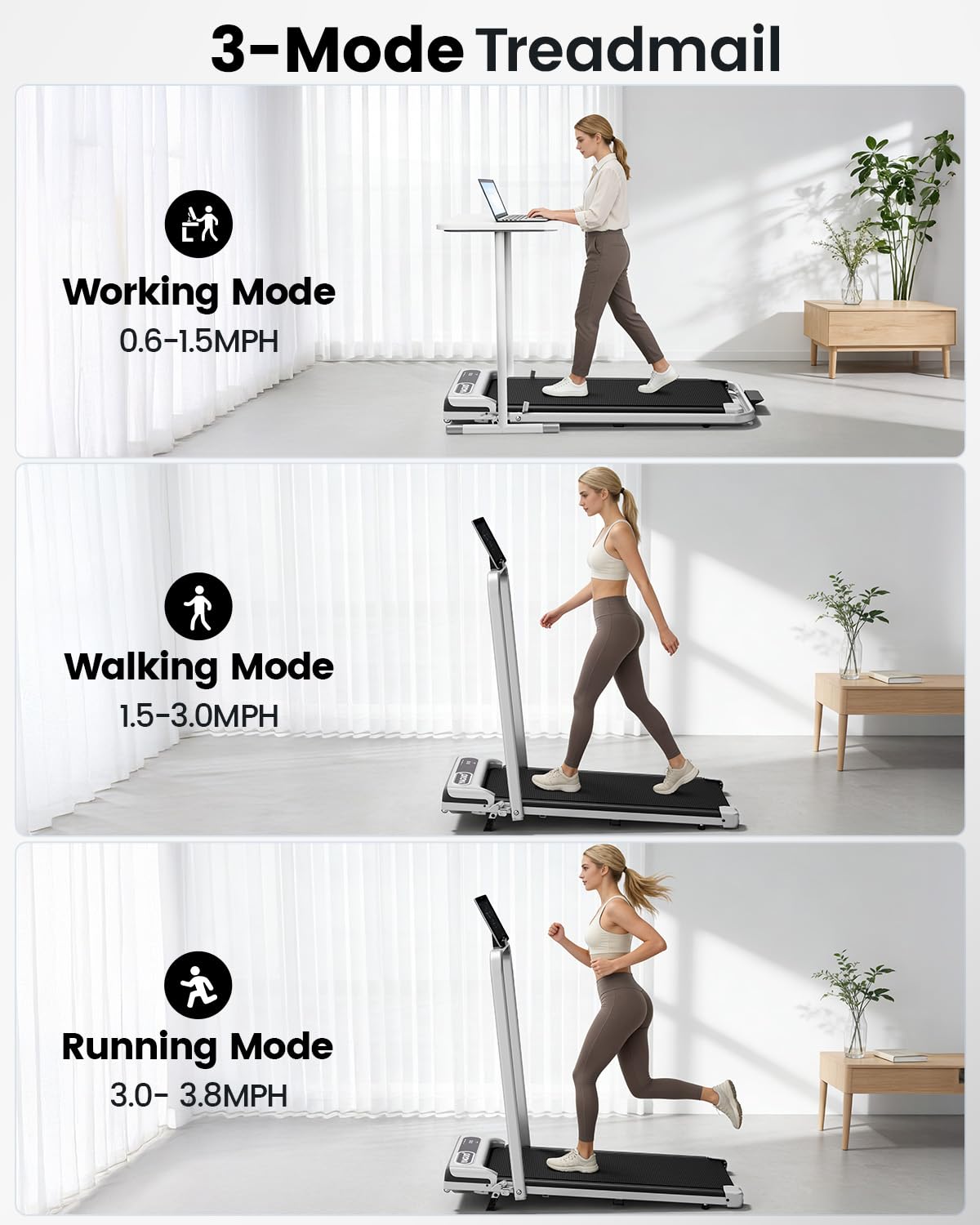 Yagud Walking Pad with 8% Incline, 3 in 1 Treadmill for Home & Office, 2.5HP Under Desk Treadmill with Handle, Portable Treadmill with Remote Control & Led Display, No Installation 🍁 All In One Marketplace Canada