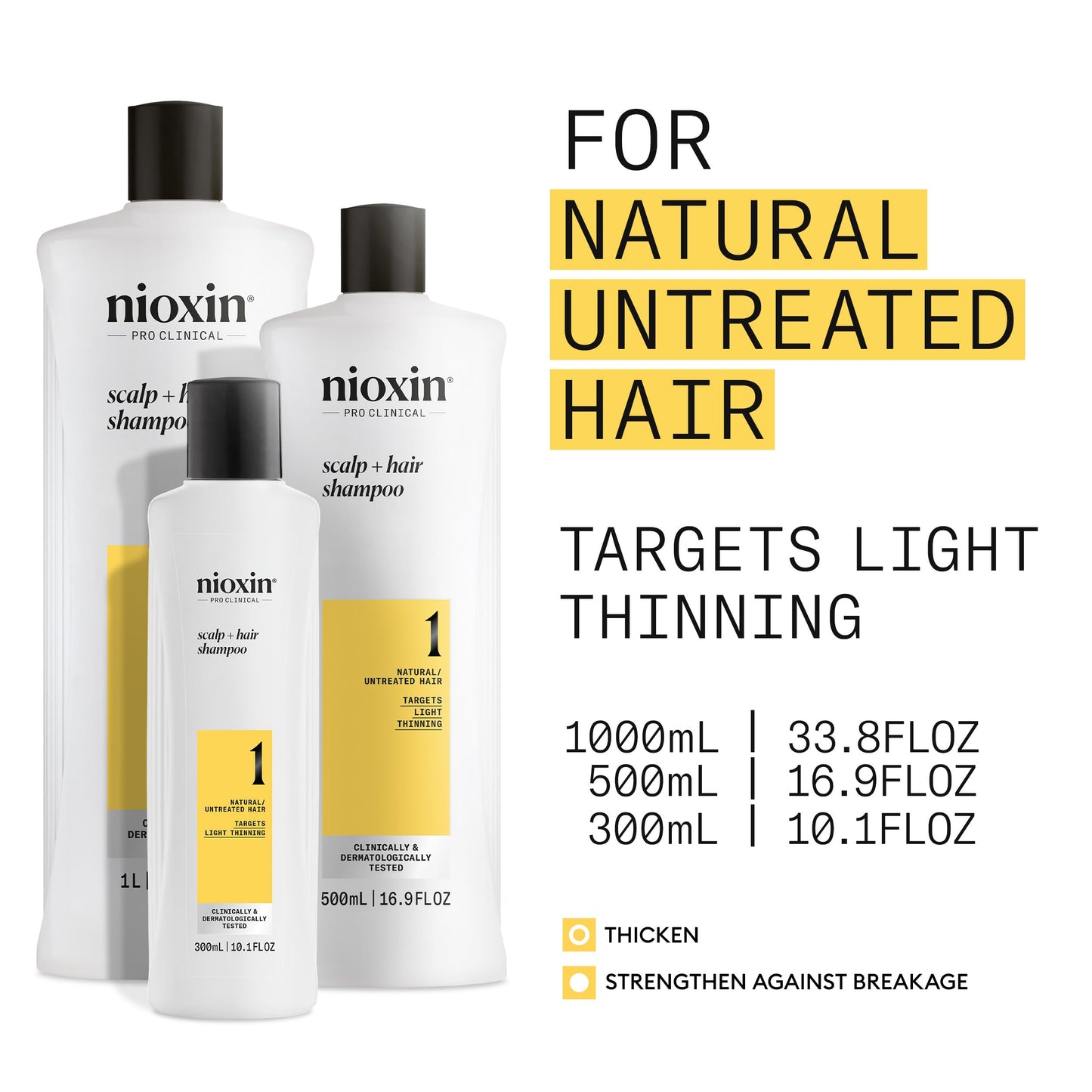 Nioxin System 1 Scalp + Hair Thickening Shampoo | For Natural Hair with Light Thinning | Strengthen Against Breakage with Niacinamide & Biotin | 33.8 Fl Oz 🍁 All In One Marketplace Canada