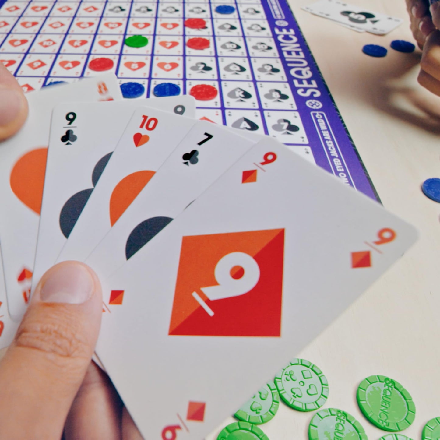 Jax Sequence - Original Sequence Game with Folding Board, Cards and Chips, 10.3" X 8.1" X 2.31" 🍁 All In One Marketplace Canada