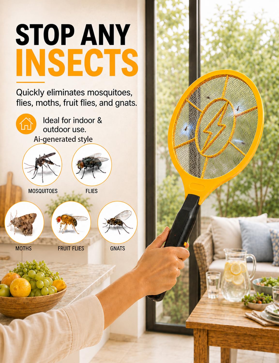 2 Pack Electric Fly Swatter, Bug Zapper Racket for Indoor Pest Control, Handheld Insect Killer Bat Battery Powered Electric Mosquito Swatter for Outdoor and Home 🍁 All In One Marketplace Canada