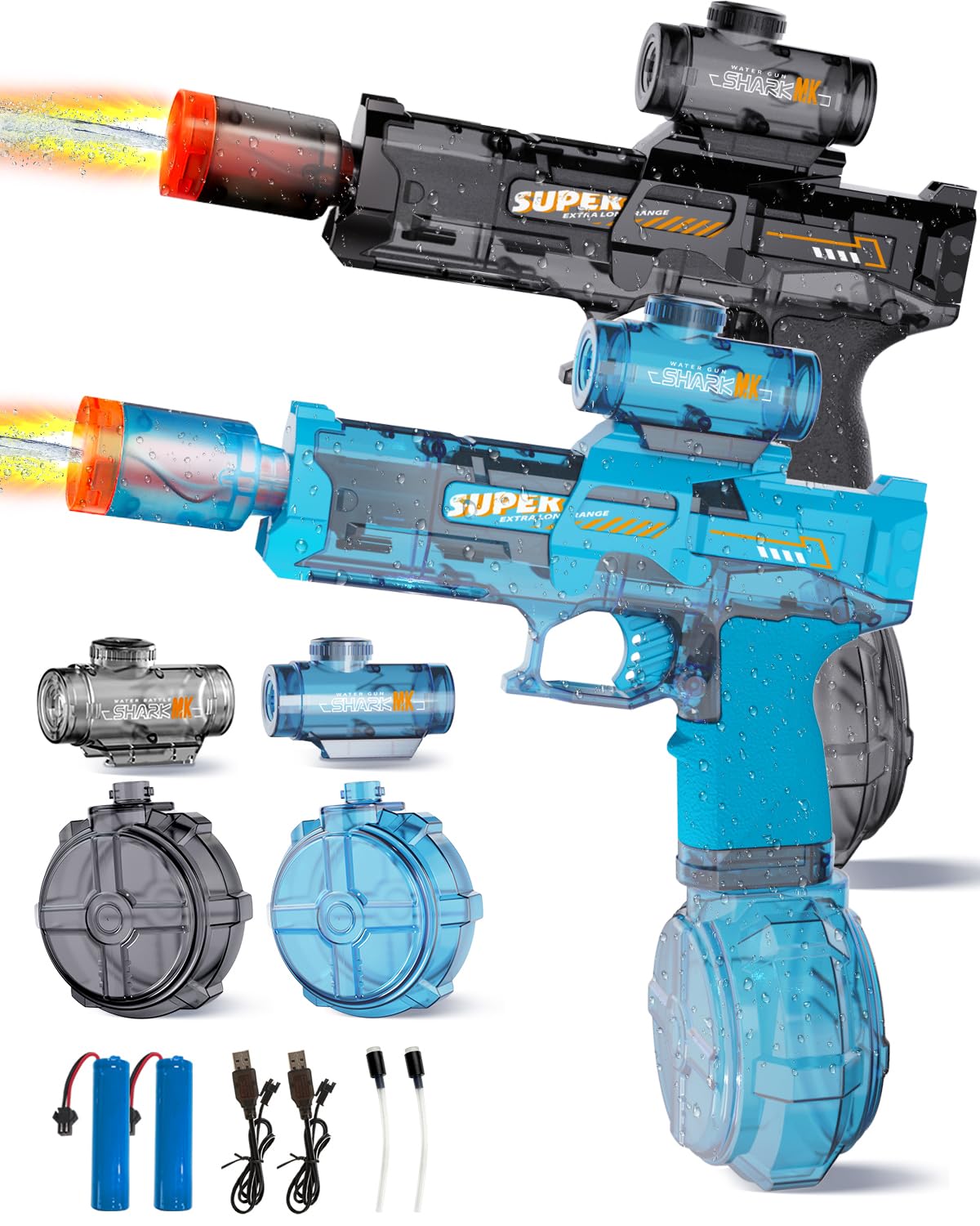 2PCS Electric Water Gun for Kids Adults,Auto Squirt Gun with Flashing Muzzle,26FT Range,Leak-Proof Rechargeable Water Blaster for Summer Pool Beach Water Fights 🍁 All In One Marketplace Canada