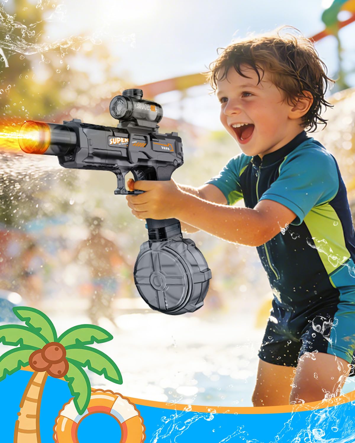 2PCS Electric Water Gun for Kids Adults,Auto Squirt Gun with Flashing Muzzle,26FT Range,Leak-Proof Rechargeable Water Blaster for Summer Pool Beach Water Fights 🍁 All In One Marketplace Canada