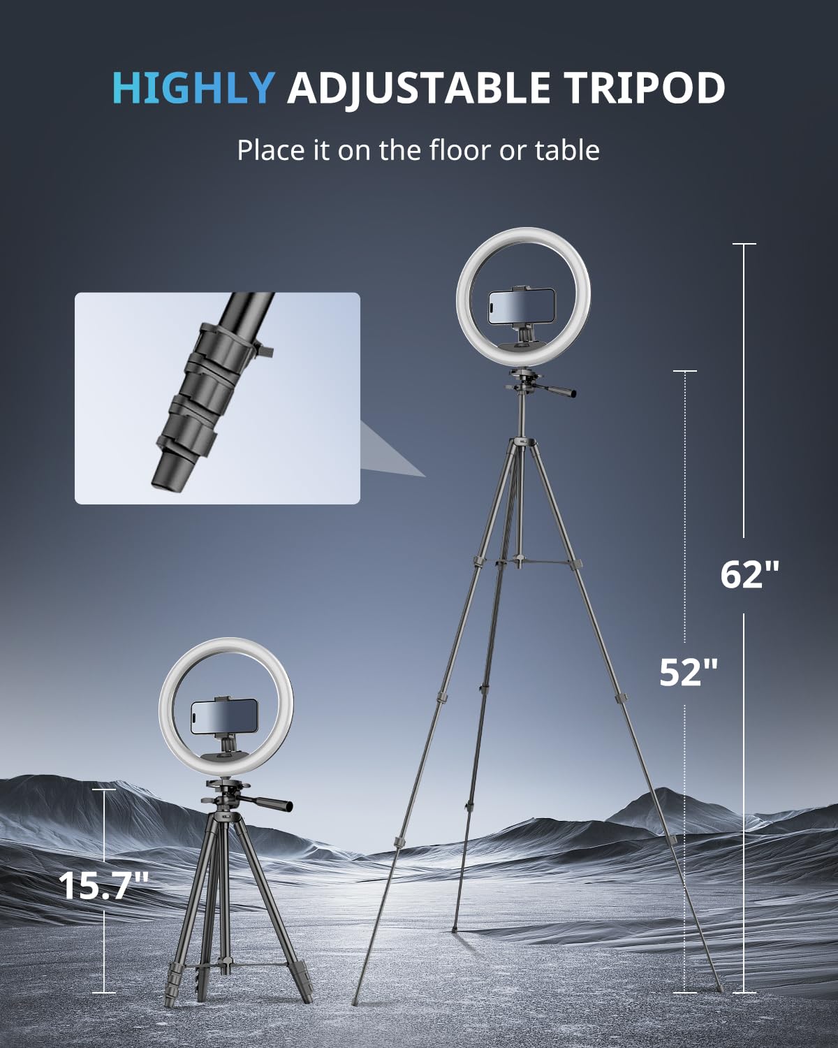UBeesize 12 inch Ring Light with Stand, Selfie Ring Light with 50" Extendable Tripod Stand & Phone Holder for Live Stream/Makeup/YouTube Video 🍁 All In One Marketplace Canada