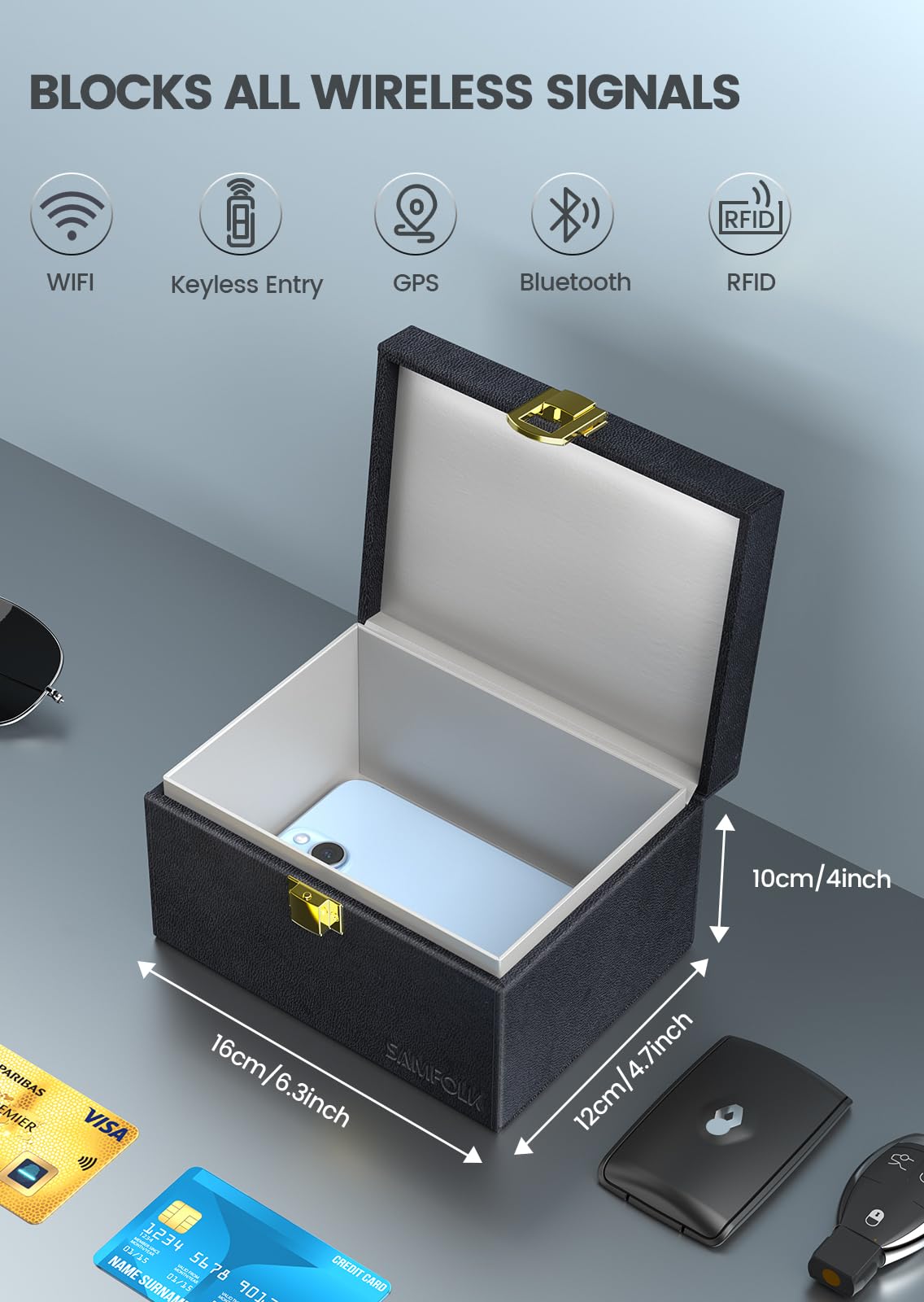 Samfolk Faraday Box with 2 Faraday Bags, Faraday Box for Car Keys, RFID Key Fob Protector Anti-Theft Key Fob Box, Anti-Theft Cages for Car Keys, Phone and Credit Card 🍁 All In One Marketplace Canada