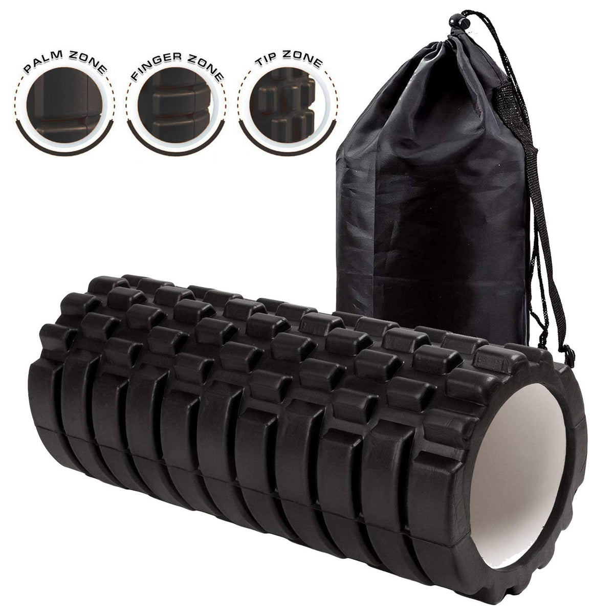 Kunova 13" Deep Tissue Grid Yoga Fitness EVA Massage Foam Roller with Carrying Bag Medium Density Deep Tissue Massager for Muscle Massage and Myofascial Trigger Point Release 🍁 All In One Marketplace Canada