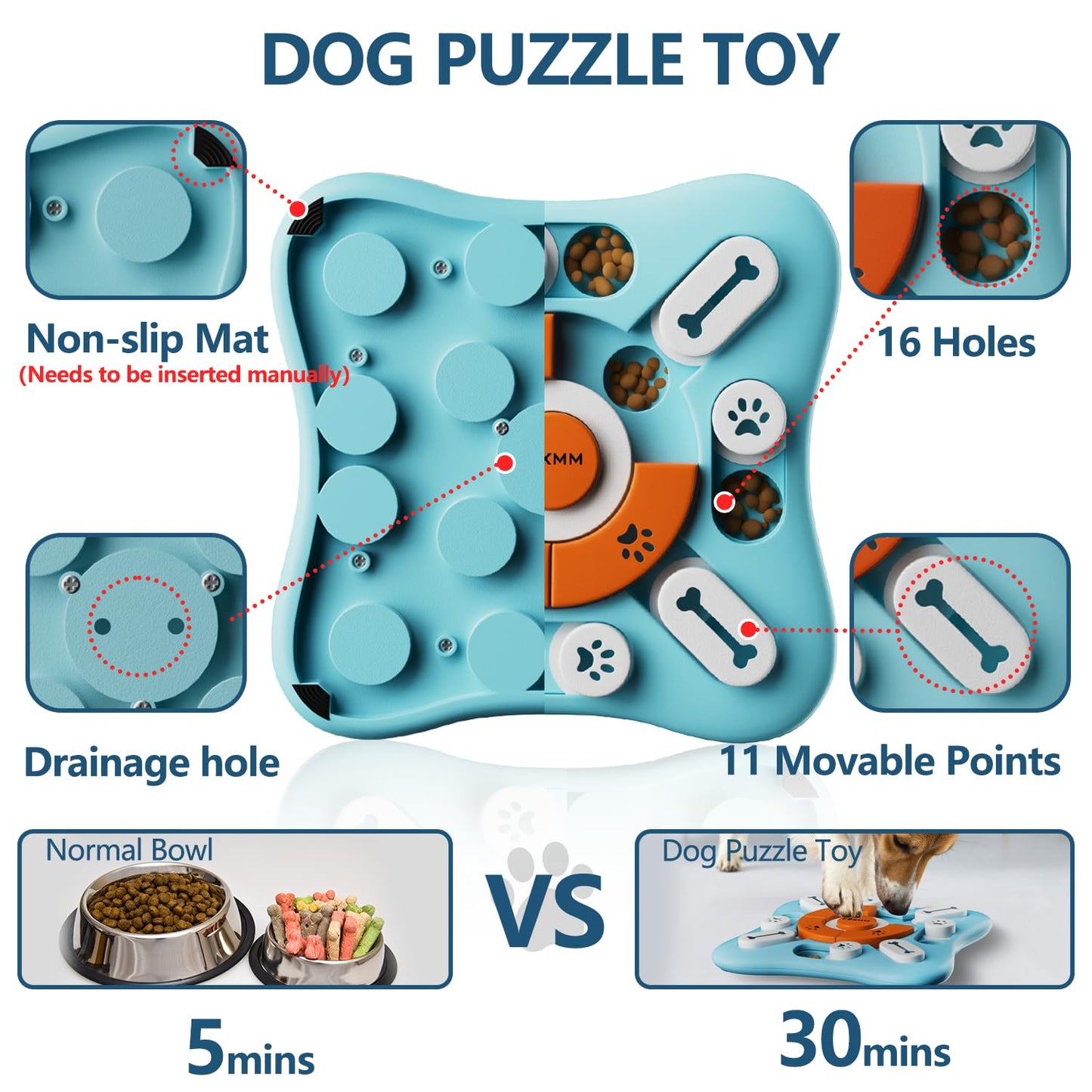 FOXMM Interactive Dog Treat Puzzle Toys for IQ Training & Mental Stimulating,Fun Slow Feeder,Large Medium Small Dogs Enrichment Toys with Squeak Design 🍁 All In One Marketplace Canada