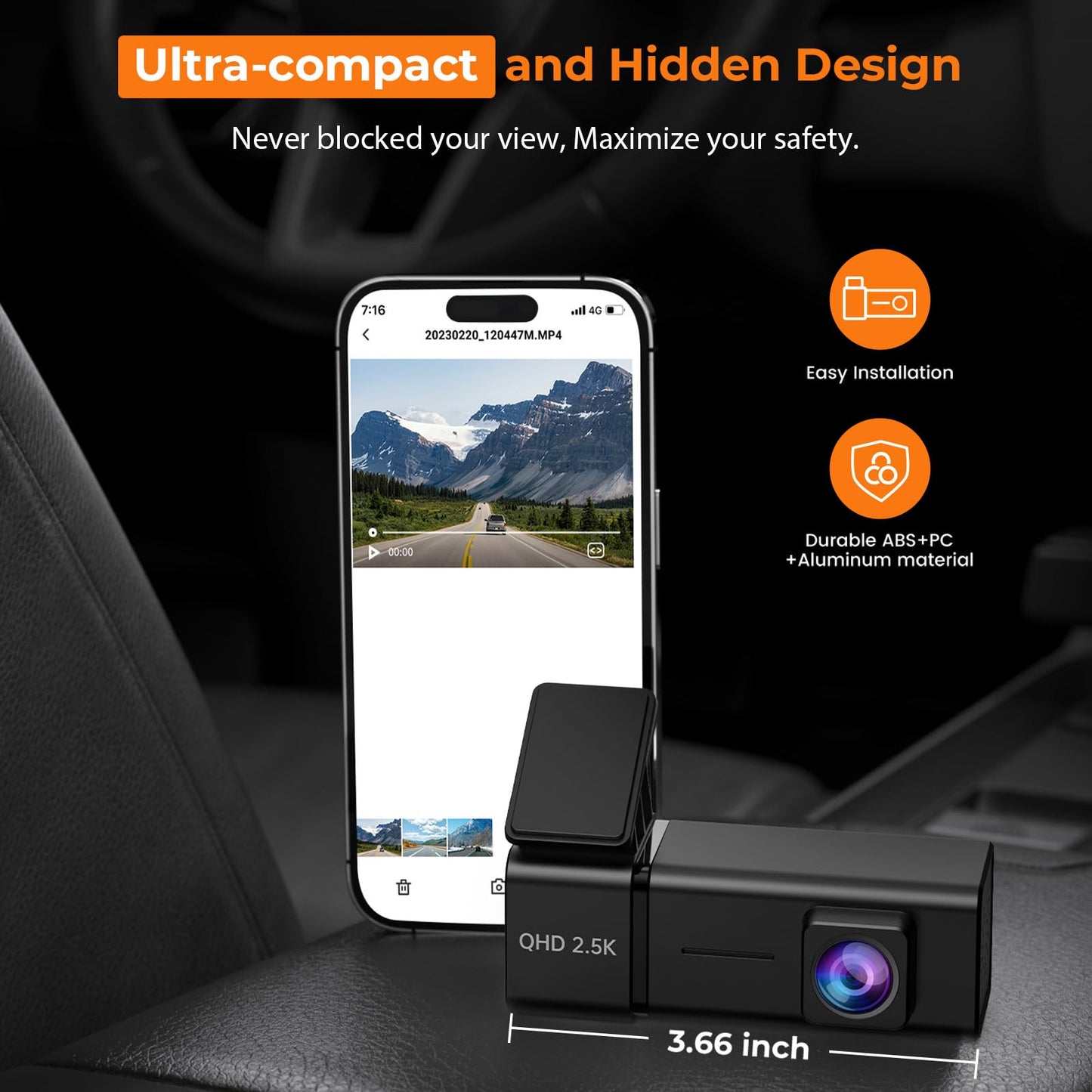 Dash Cam Front 1440P Dashcam with 32G SD Card, Dash Camera for Cars, Mini Dashcams with App,WiFi, Night Vision, G-Sensor, Loop Recording, 24H Parking Mode, Support 256GB Max 🍁 All In One Marketplace Canada