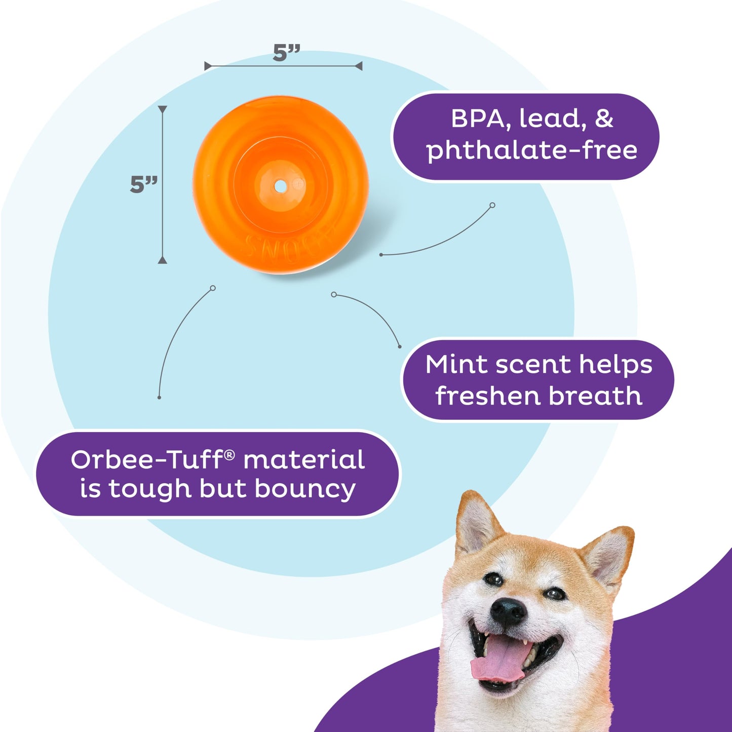 Outward Hound Snoop Dog Toy – Treat‑Dispenser Puzzle Ball, Interactive Slow Feeder, Medium to Large Dogs, Bouncy & Mint-Infused, Orange, 5" 🍁 All In One Marketplace Canada