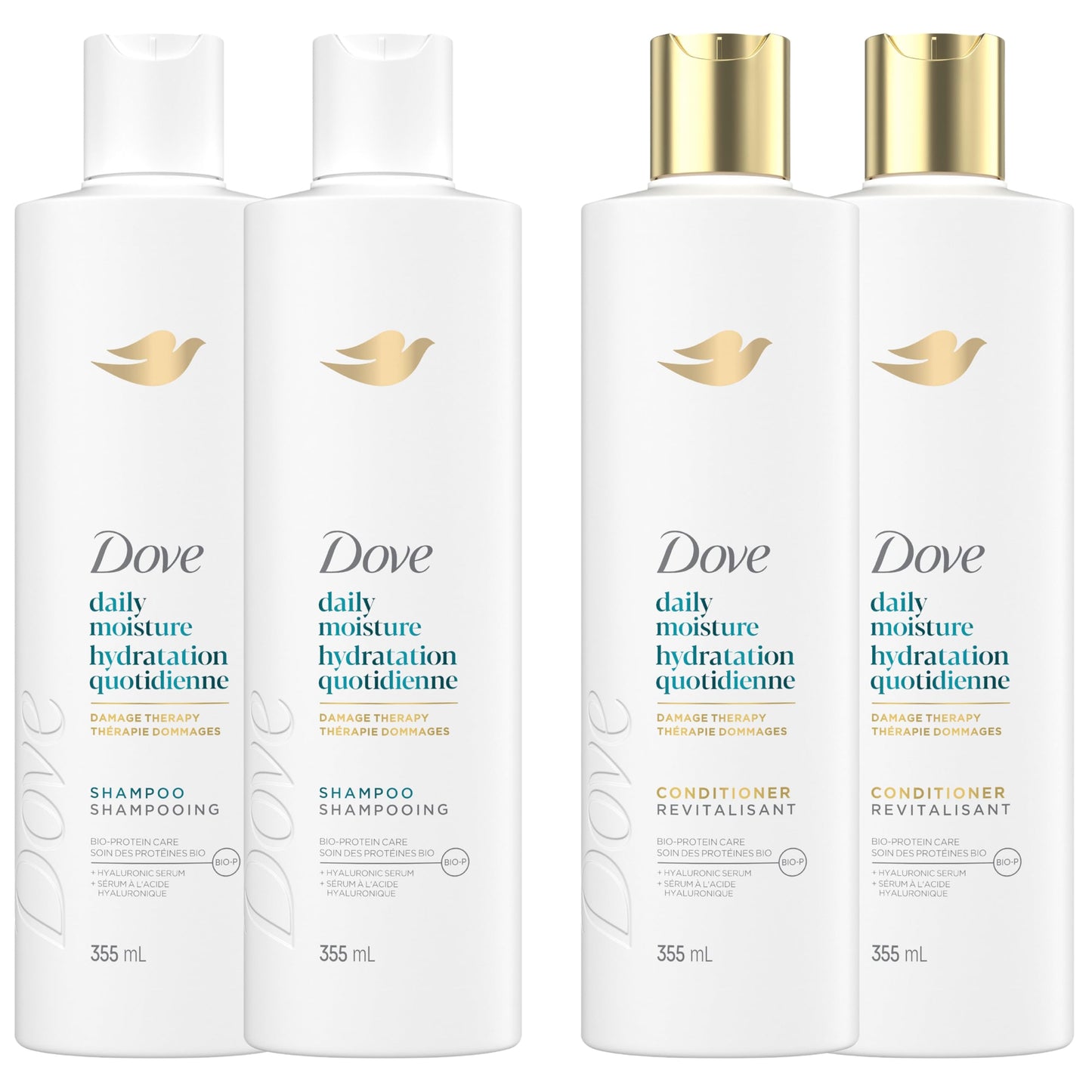 Dove Daily Moisture Damage Therapy Shampoo & Conditioner, 355mL, 4-Pack 🍁 All In One Marketplace Canada