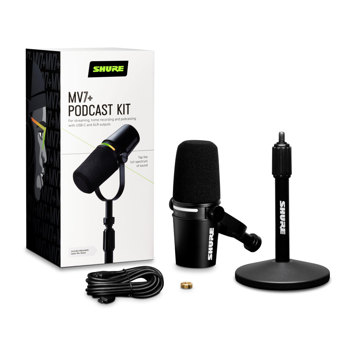 Shure MV7+ USB-C & XLR Podcast Dynamic Mic with Stand - Black 🍁 All In One Marketplace Canada