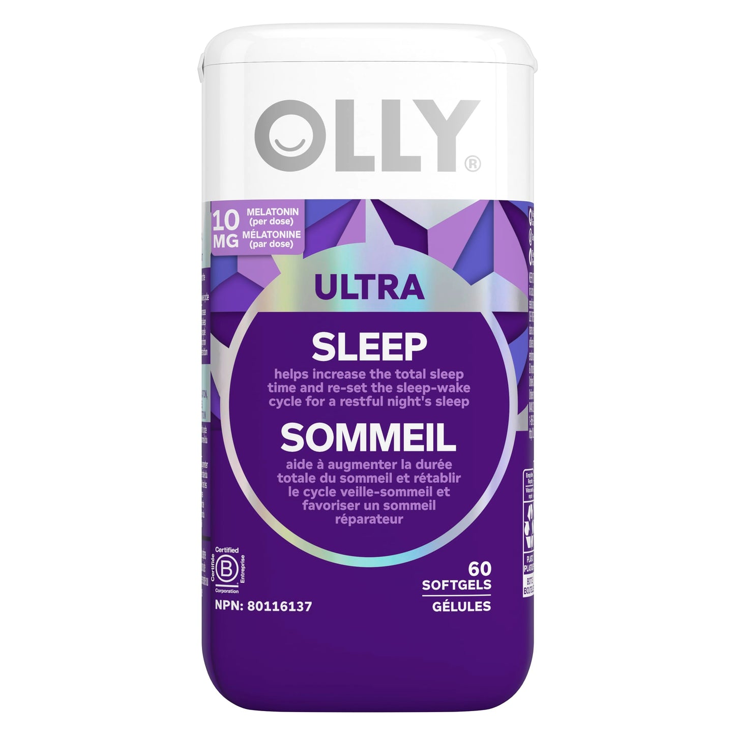 OLLY Ultra Strength Sleep Softgels, 10mg Melatonin, L-Theanine, Chamomile, Magnesium, Lemon Balm, Sleep Nighttime Sleep Aid 60 count 🍁 All In One Marketplace Canada