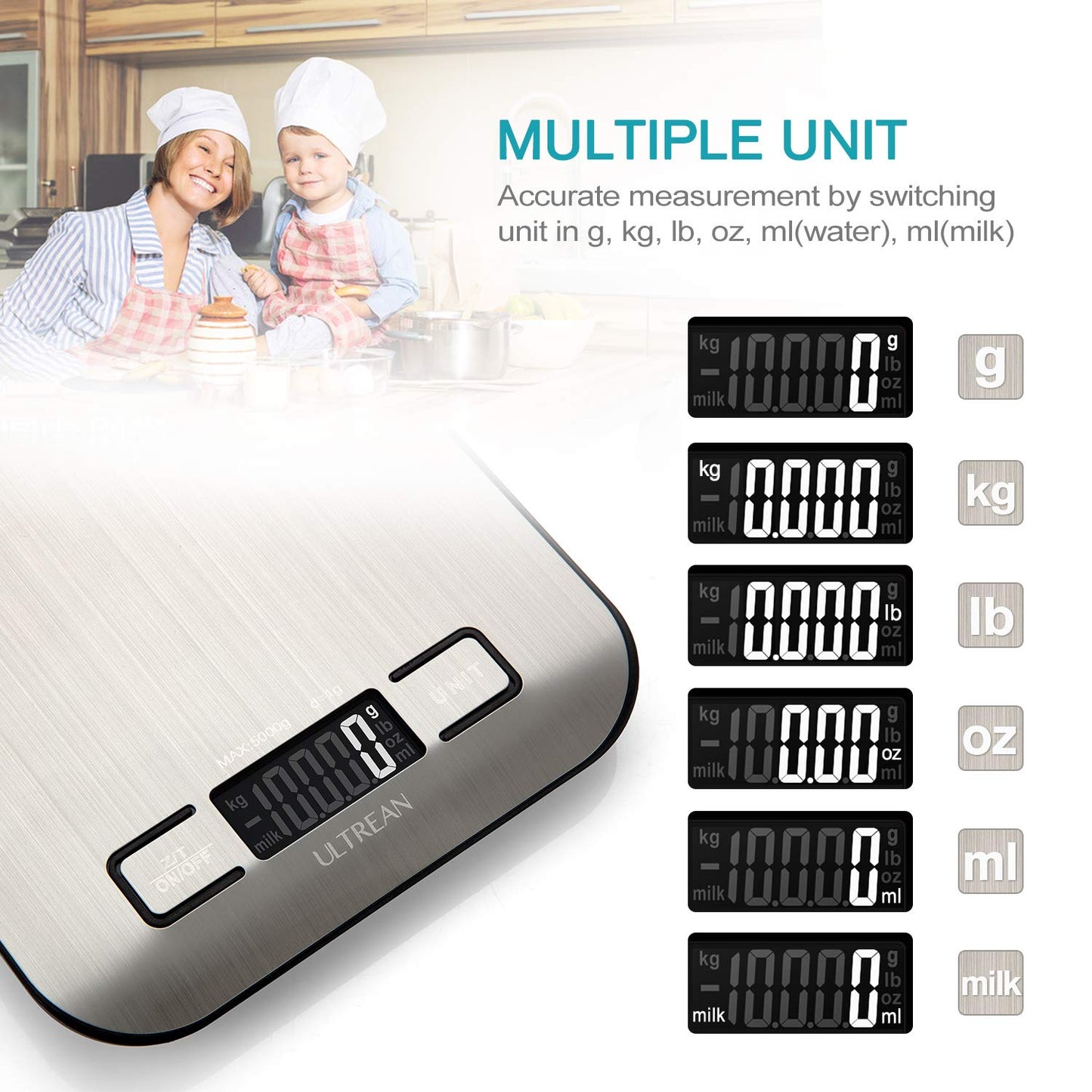Ultrean Food Scale, Digital Kitchen Scale Weight Grams and Ounces for Baking and Cooking, 6 Units with Tare Function, 5kg/11lb (Batteries Included) 🍁 All In One Marketplace Canada