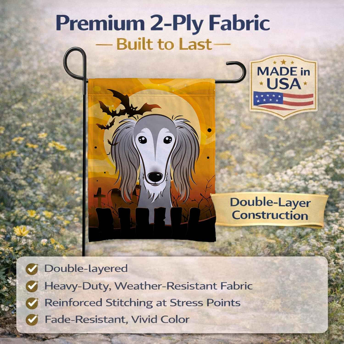 Caroline's Treasures BB1787GF Halloween Saluki Garden Size Flag, Small, Multicolor