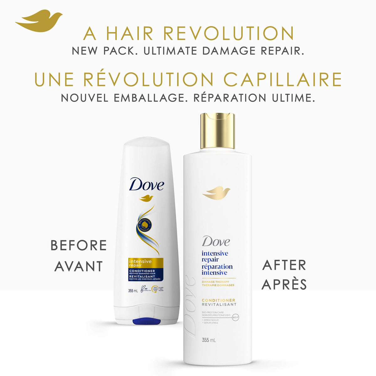 Dove Intensive Repair Shampoo & Conditioner for Damaged Hair, with Liquid Bio-Protein Care technology, 355ml (2 Shampoo + 2 Conditioner) 🍁 All In One Marketplace Canada