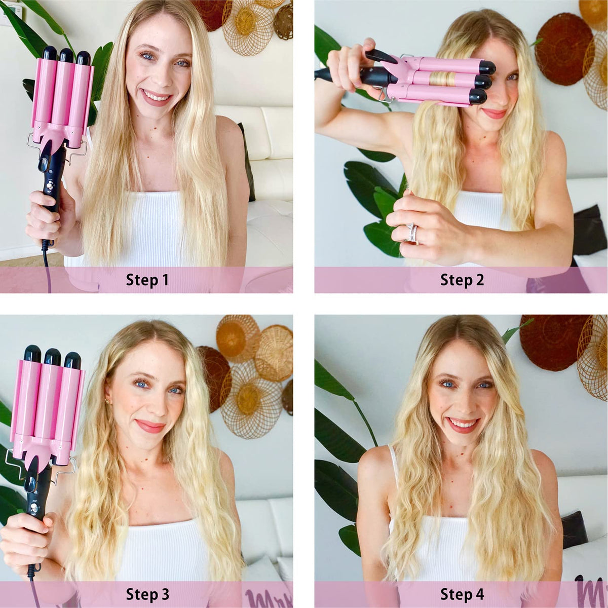 3 Barrel Curling iron Hair Waver, TOP4EVER 25mm Professional Ceramic Hair Curler with Two Temperature Control, Fast Heating 1inch Triple Barrel Crimper Wand for Waving Hair 🍁 All In One Marketplace Canada