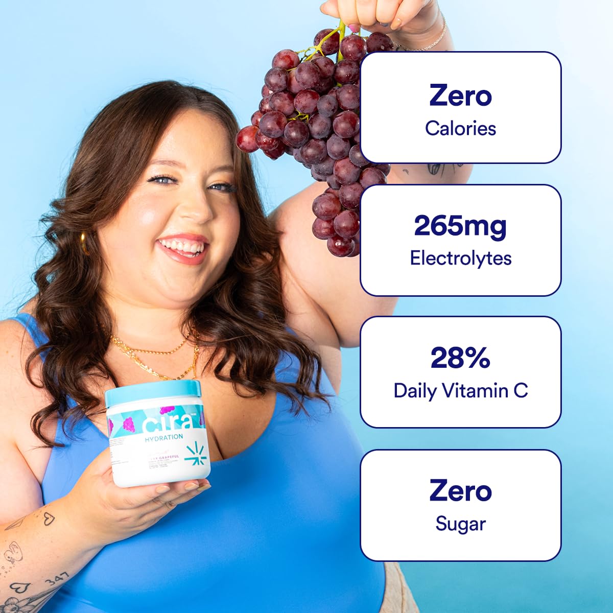 Cira Hydration Electrolytes Packets - Cira x Alicia McCarvell's Electrolyte Powder Sugar Free w Himalayan Salt, Daily On-the-Go Hydration Packets for Dehydration Relief - Very Grapeful, 20 Servings 🍁 All In One Marketplace Canada