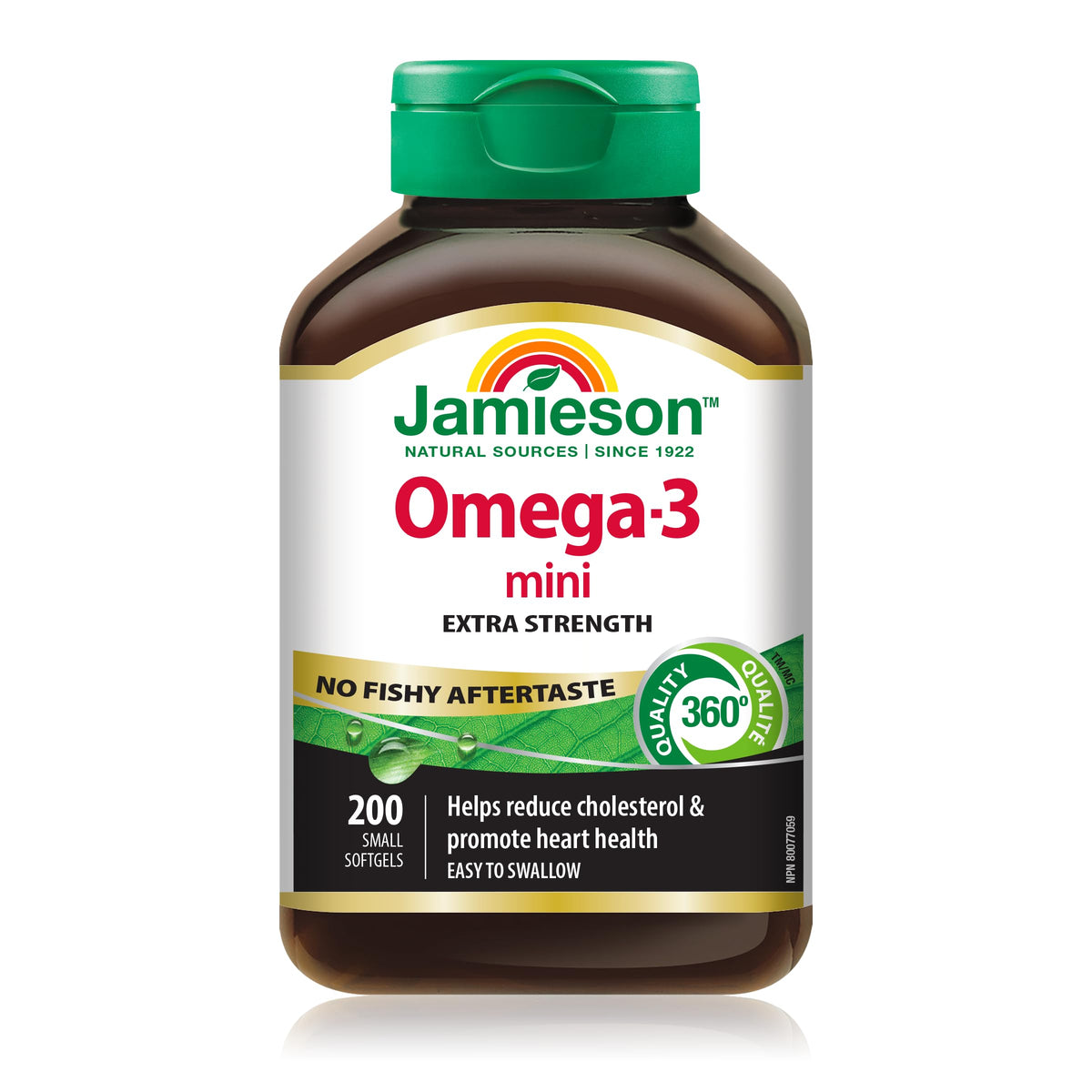 Jamieson Omega-3 Mini Softgels, No Fishy Aftertaste, Improves Heart Health, and Supports Brain Health. With 210 mg EPA and 140 mg DHA, No Burpback, Easy to Swallow, Gluten-Free, Non-GMO, 200 Count 🍁 All In One Marketplace Canada