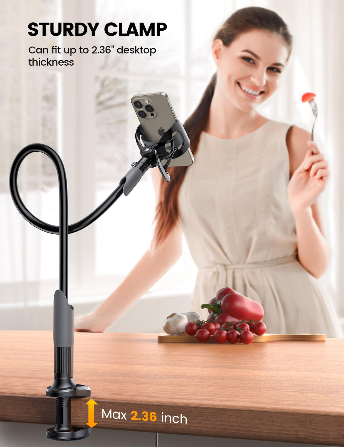 Phone Holder Bed Gooseneck Mount - Lamicall Cell Phone Stand Clamp Clip for Desk, Flexible Lazy Long Arm Headboard Bedside for iPhone 13 14 15 16 17 Pro Max Mini Plus, S24 S25 Ultra, 4-7" Smartphones 🍁 All In One Marketplace Canada