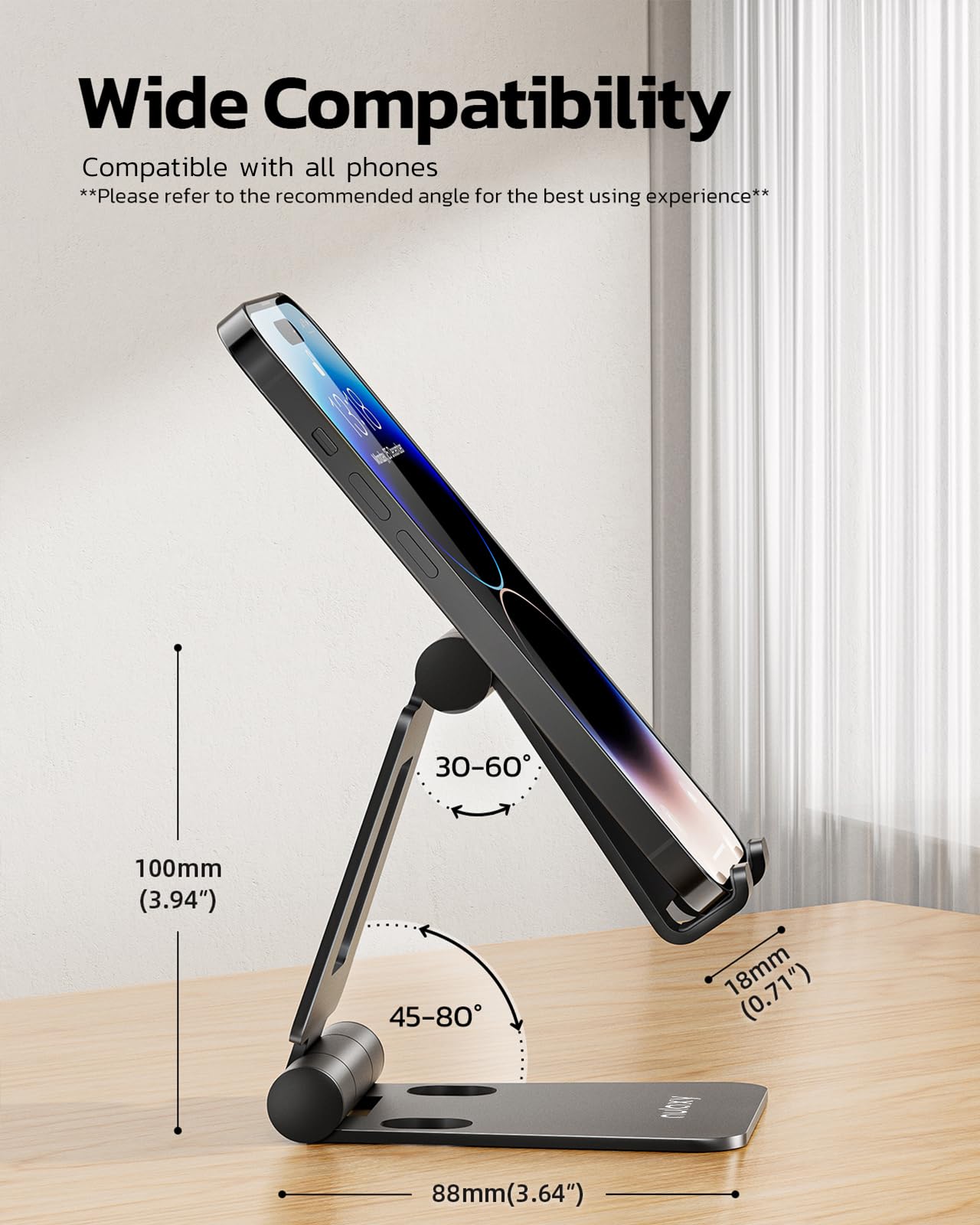 Nulaxy 2 Pack Dual Foldable Phone Stand for Desk, Fully Adjustable Desktop Cell Phone Holder Accessories for Office Kindle Compatible with 4-8" Mobile Devices iPhone Pro/Max/Plus, Black & Silver 🍁 All In One Marketplace Canada