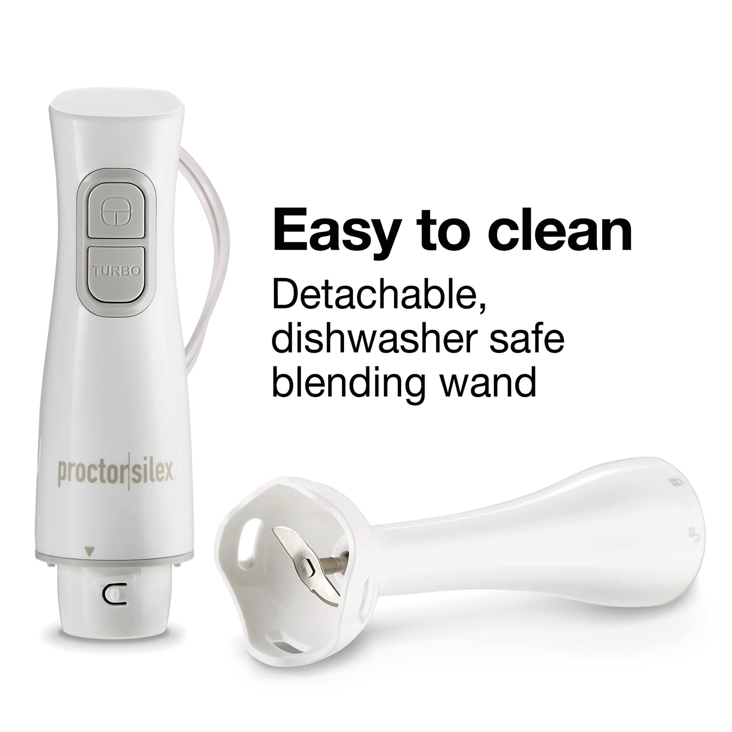 Proctor Silex Electric Immersion Blender with Detachable Dishwasher Safe Handheld Hand Blender Stick, 2-Speeds, 150 Watts, White (59739) 🍁 All In One Marketplace Canada