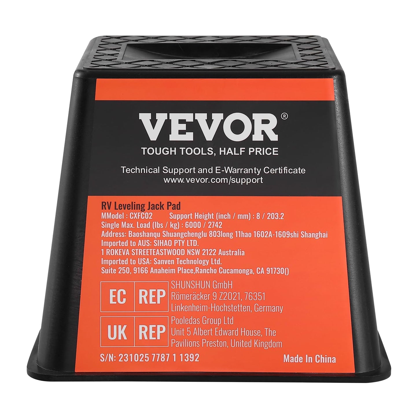 VEVOR Trailer Jack Block, 6000 lbs Capacity per RV Leveling Block, Polypropylene RV Camper Stabilizer Blocks, RV Travel Accessories Use for Any Tongue Jack, Post, Foot, 5th Wheels, 4-Pack 🍁 All In One Marketplace Canada
