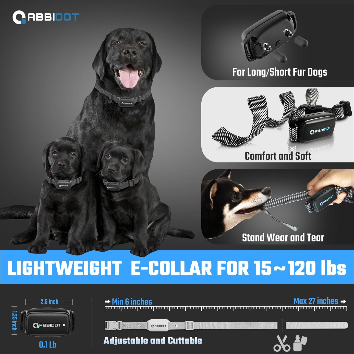 ABBIDOT 3300 Ft Dog Training Collar with Remote - [New Version] Shock Collar, 5 Training Modes, 88 Levels e Collar, Waterproof Training Collar for Small Medium Large Dogs(15~120 lbs) 🍁 All In One Marketplace Canada