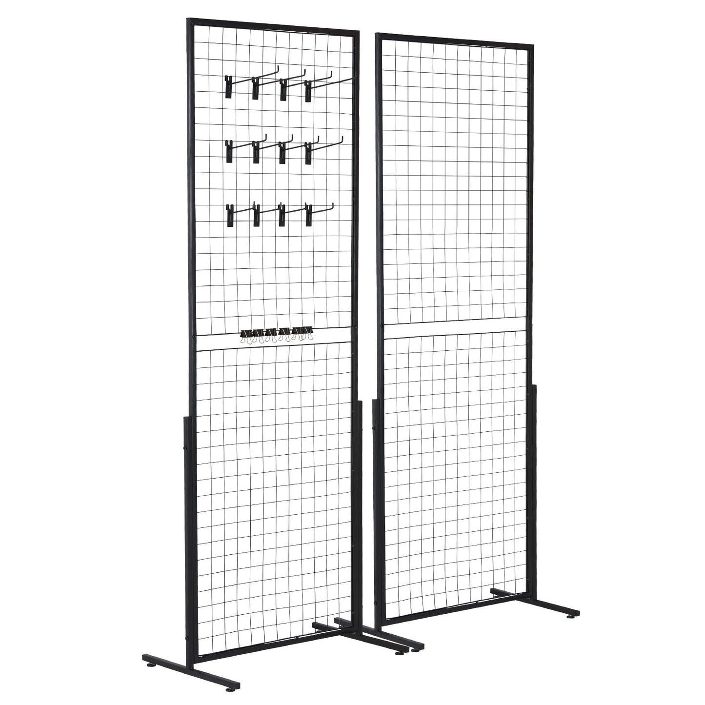 VEVOR 2' x 5.6' Grid Wall Panels Tower, 2 Packs Wire Gridwall Display Racks with T-Base Floorstanding, Double Side Gridwall Panels for Art Craft Shows, Retail Display with Extra Clips and Hooks 🍁 All In One Marketplace Canada