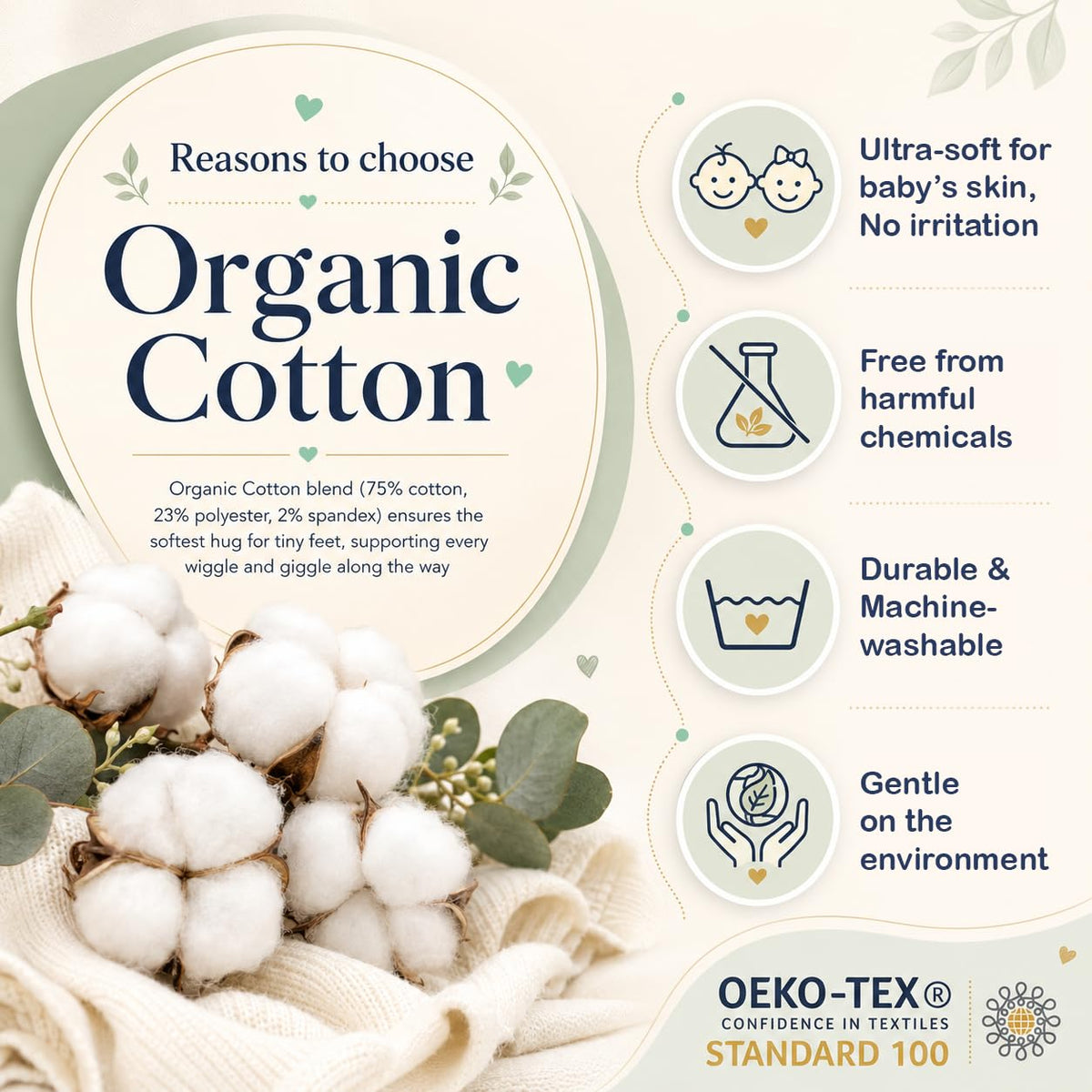 Mother's Choice Organic Cotton Baby Socks 0–6 Months, 12 Pairs Newborn & Infant Socks Soft Hypoallergenic Breathable Gentle On Delicate Skin Stretch Fit Comfortable Daily Essentials For Little Ones 🍁 All In One Marketplace Canada