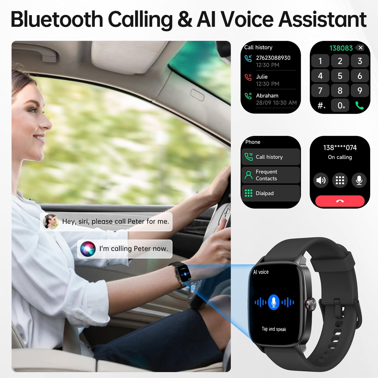 Smart Watch for Men Women, Bluetooth Call Smartwatch with AI Voice, 1.85" HD DIY Dial Fitness Watch, Heart Rate/SpO2/Steps/Sleep Monitor, 100+ Sports Modes, IP68 Waterproof Watch for Android iOS 🍁 All In One Marketplace Canada