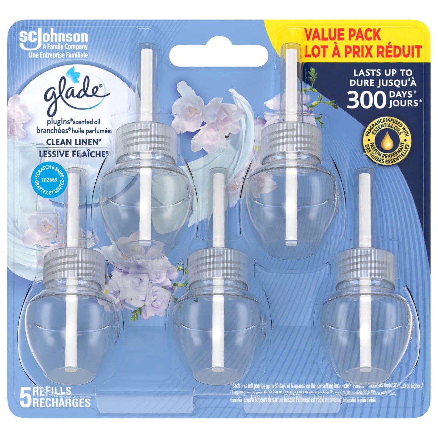 Glade PlugIns Air Freshener Oil Refill, Scented and Essential Oils for Home and Bathroom, Clean Linen, 5 Refills 🍁 All In One Marketplace Canada