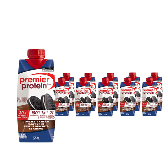 Premier Protein Shake, Cookies & Cream, 30g Protein, 1g Sugar, 11 fl oz Pack of 10 🍁 All In One Marketplace Canada
