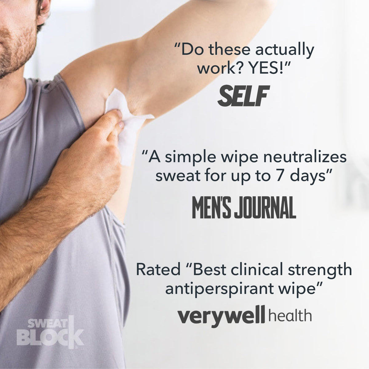 SweatBlock Clinical Strength Antiperspirant Wipes- Treat Hyperhidrosis & Excessive Sweating - Up to 7 Days Protection Per Wipe - 10 count - Unisex 🍁 All In One Marketplace Canada